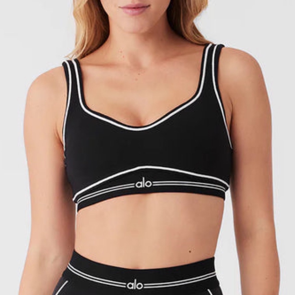 Alo Yoga Airbrush Heart Throb Bra Black/White XS